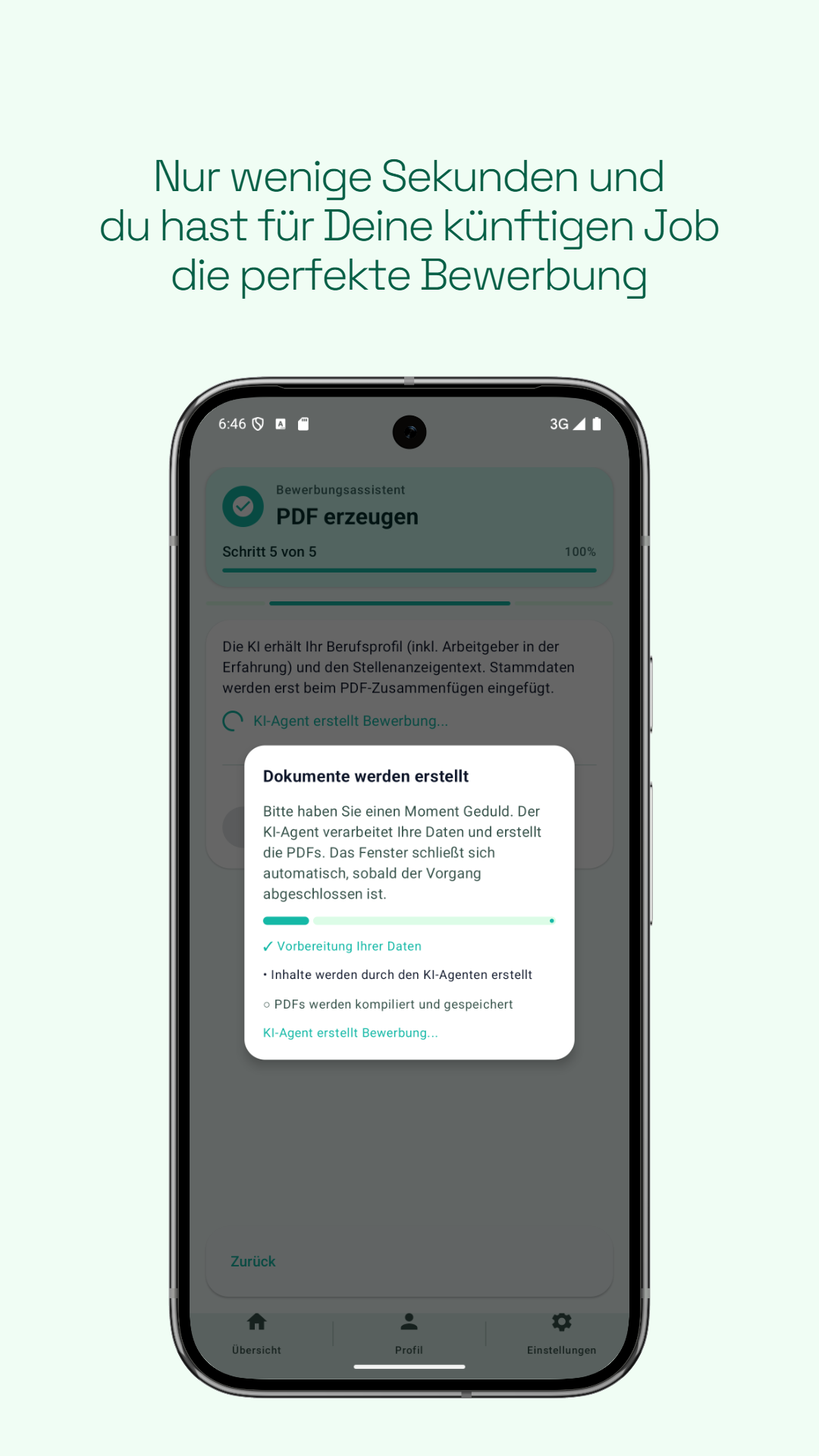 KI-Agent erstellt Bewerbungsdokumente und PDFs