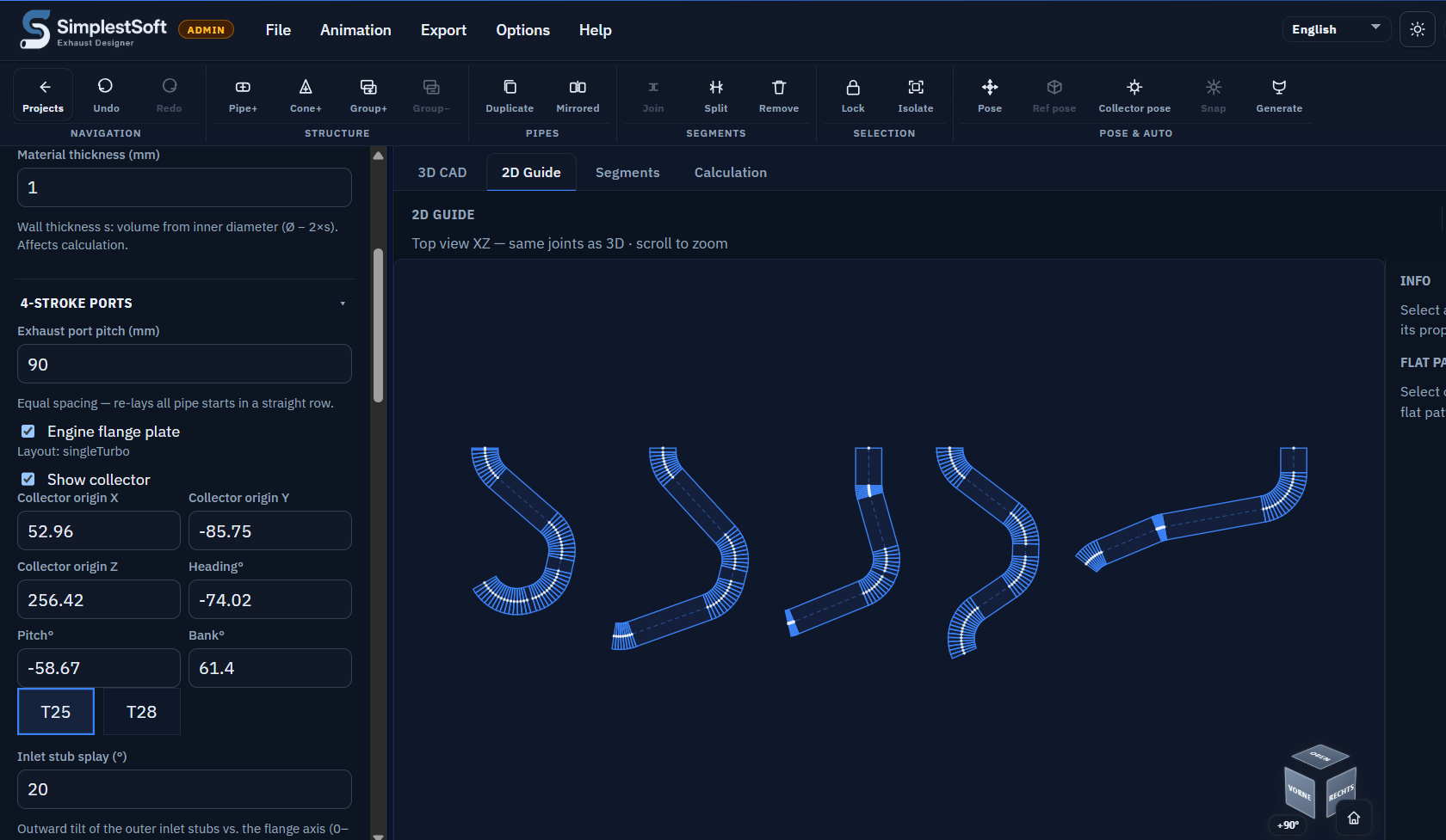 Exhaust Designer – 3D-Auspuffkonstruktion und Abwicklung im Browser