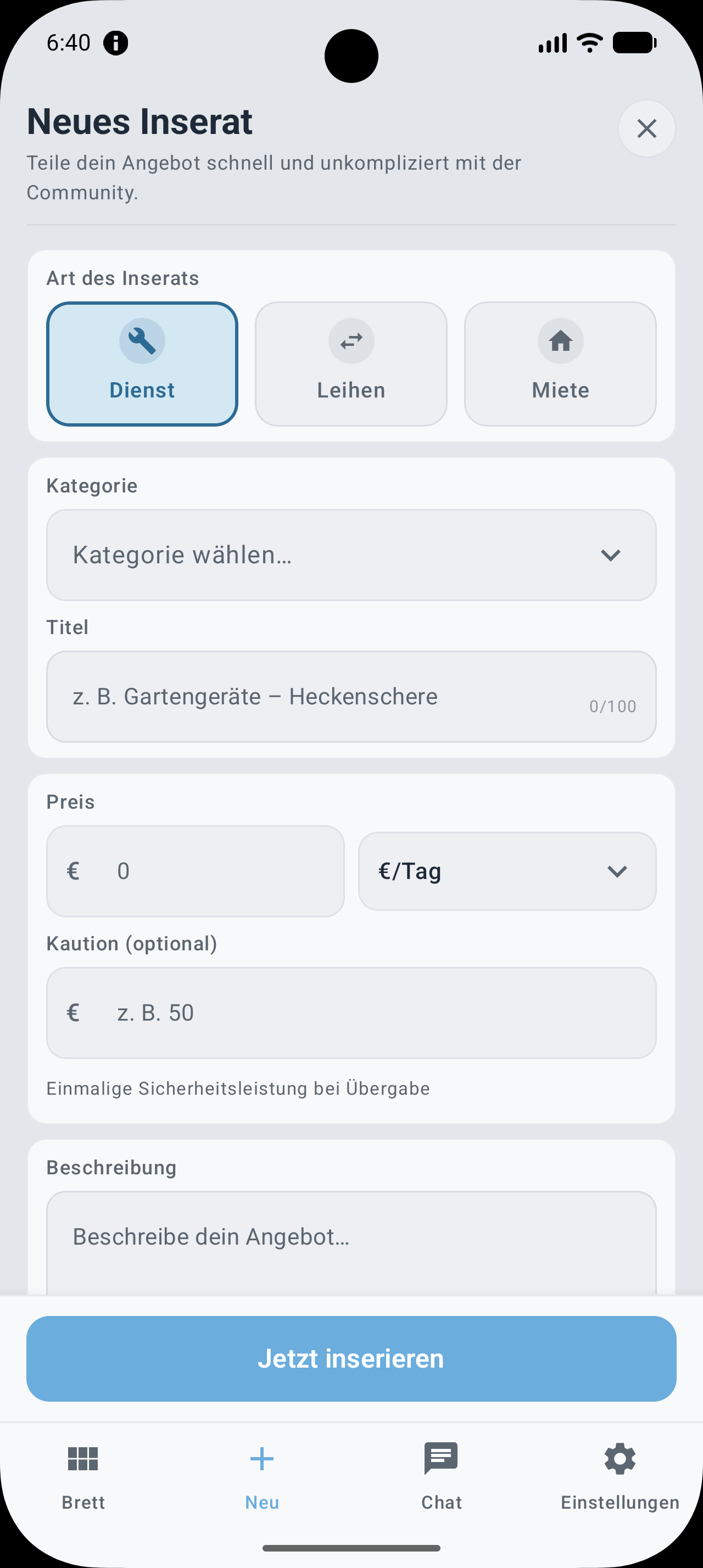 Kartenansicht mit Anzeigen in der Umgebung